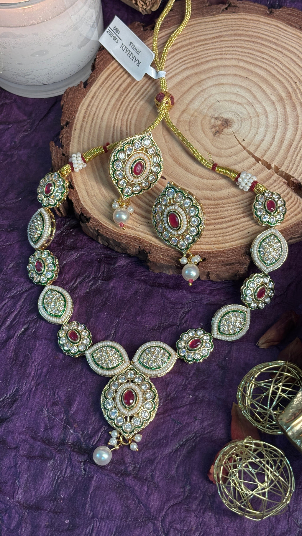Gold plated kundan set