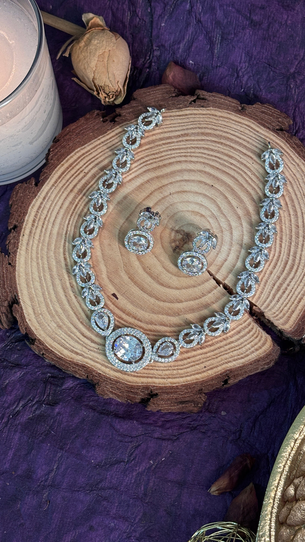 Gold polished AD jewellery set