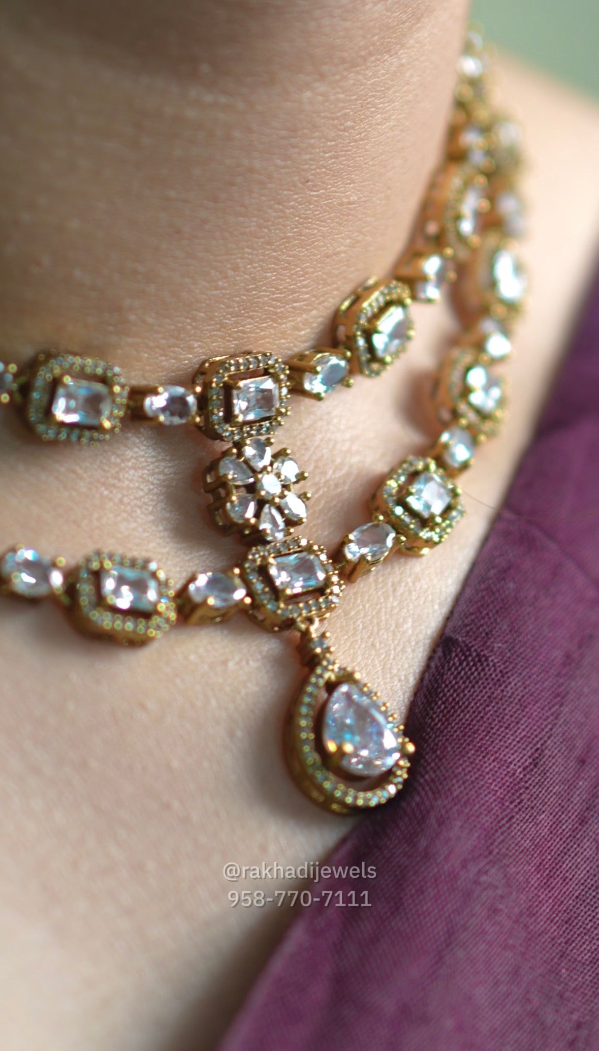 Moissanite AD layered set with earrings