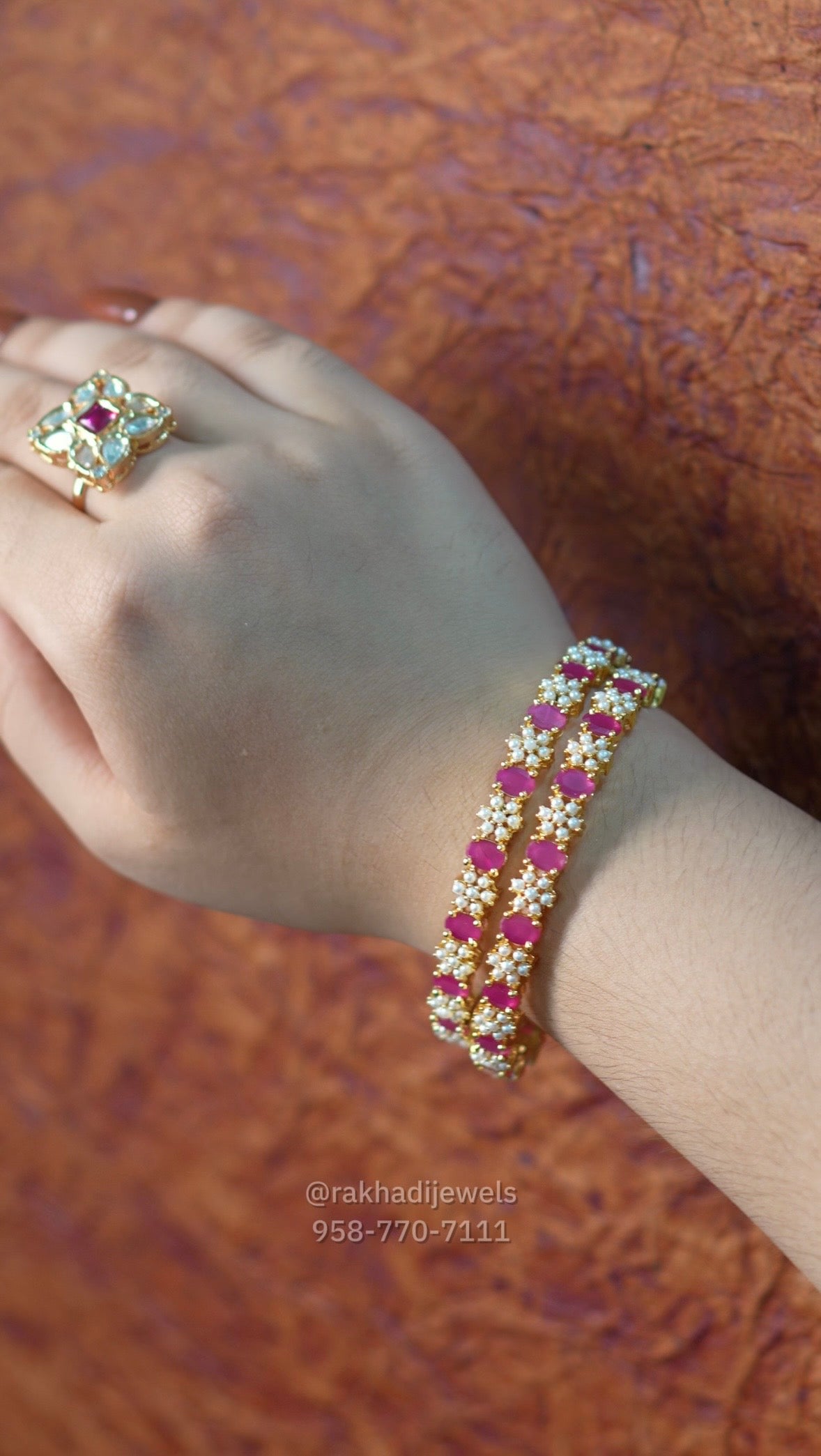 Pearl gold plated bangles