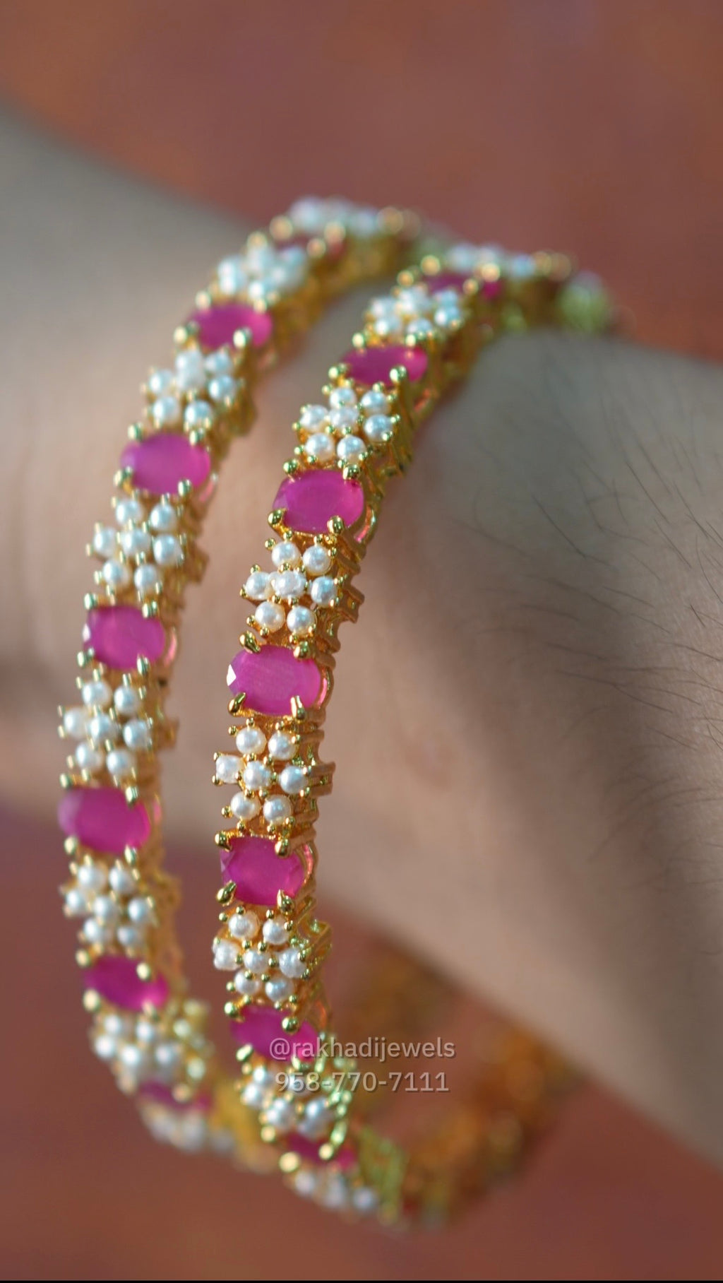 Pearl gold plated bangles