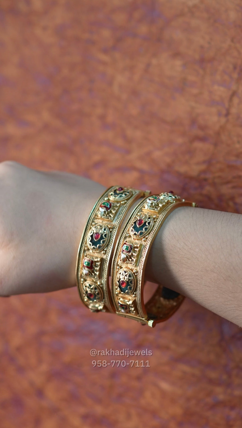 Gold plated openable bangles