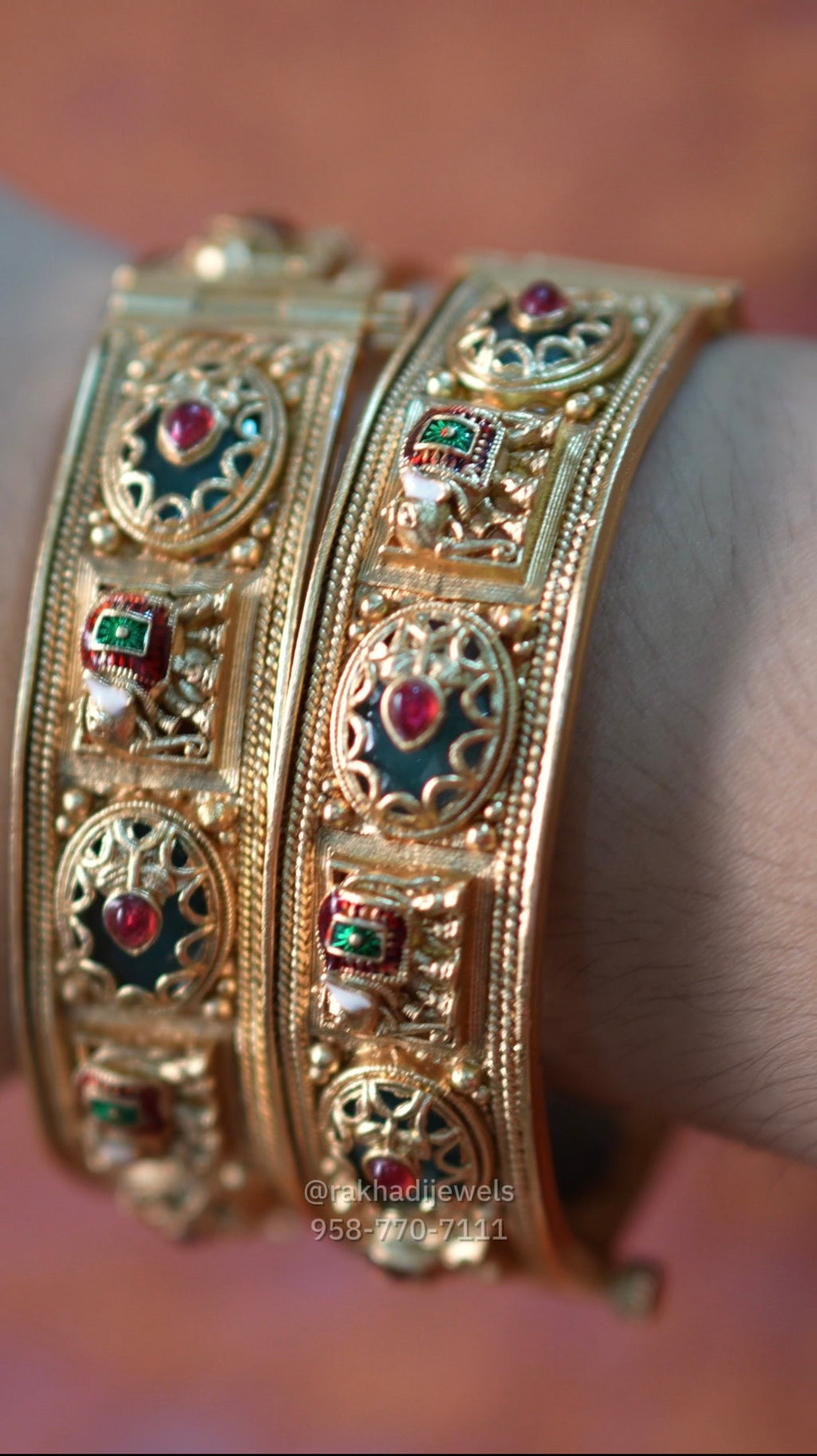 Gold plated openable bangles