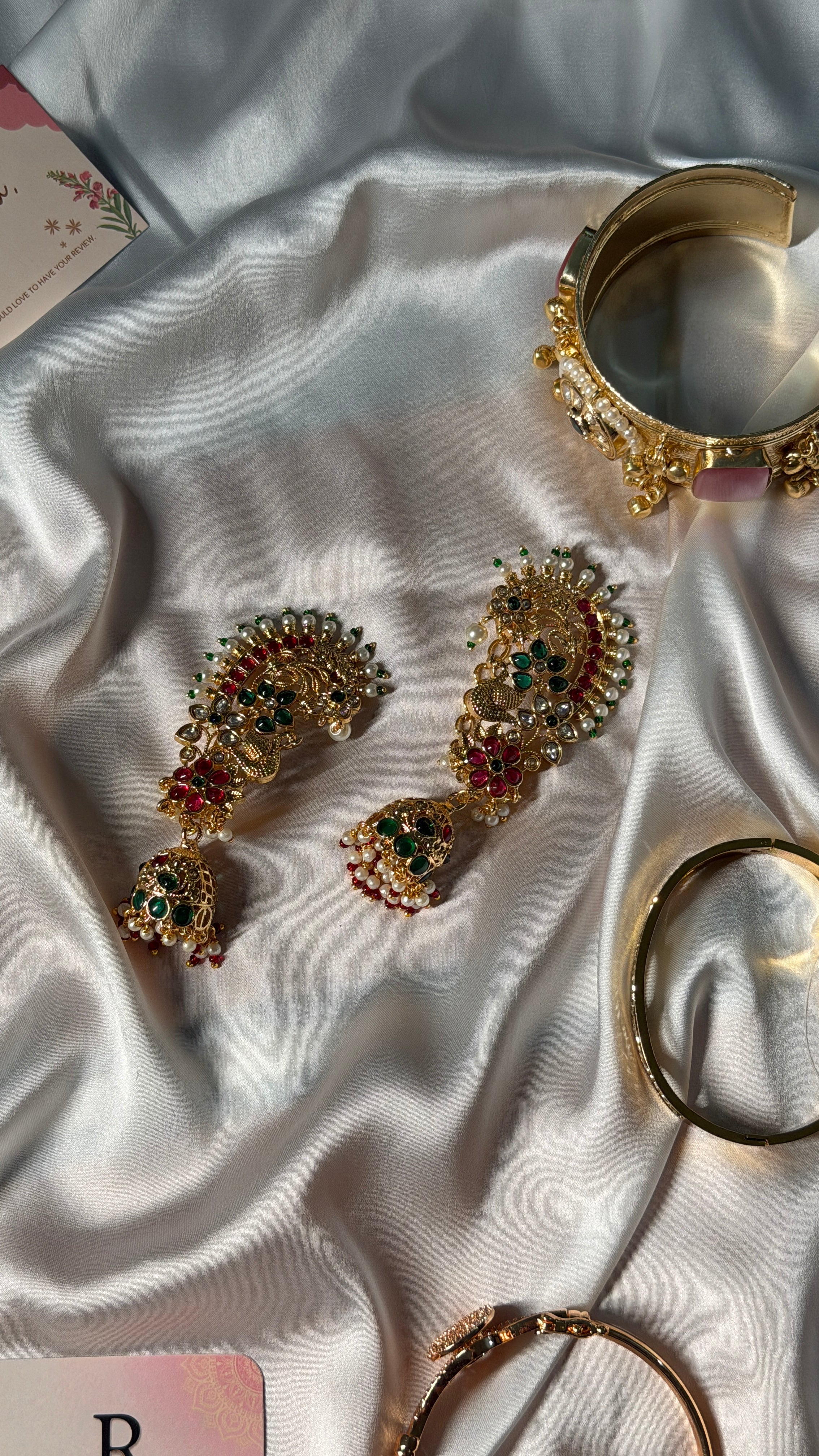 Gold plated jhumka earrings