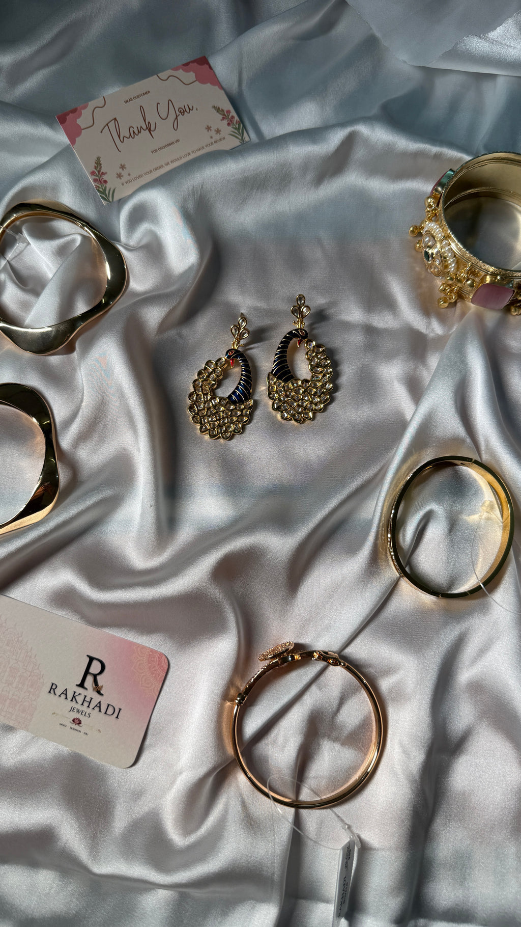 Gold plated morni style kundan earring