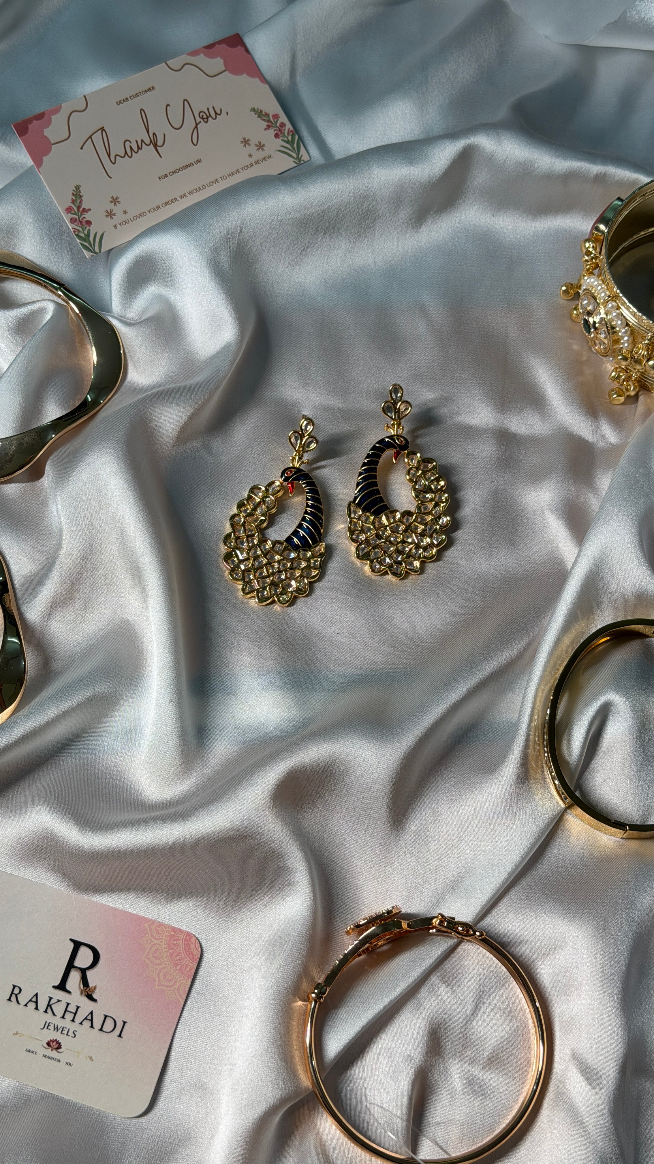Gold plated morni style kundan earring