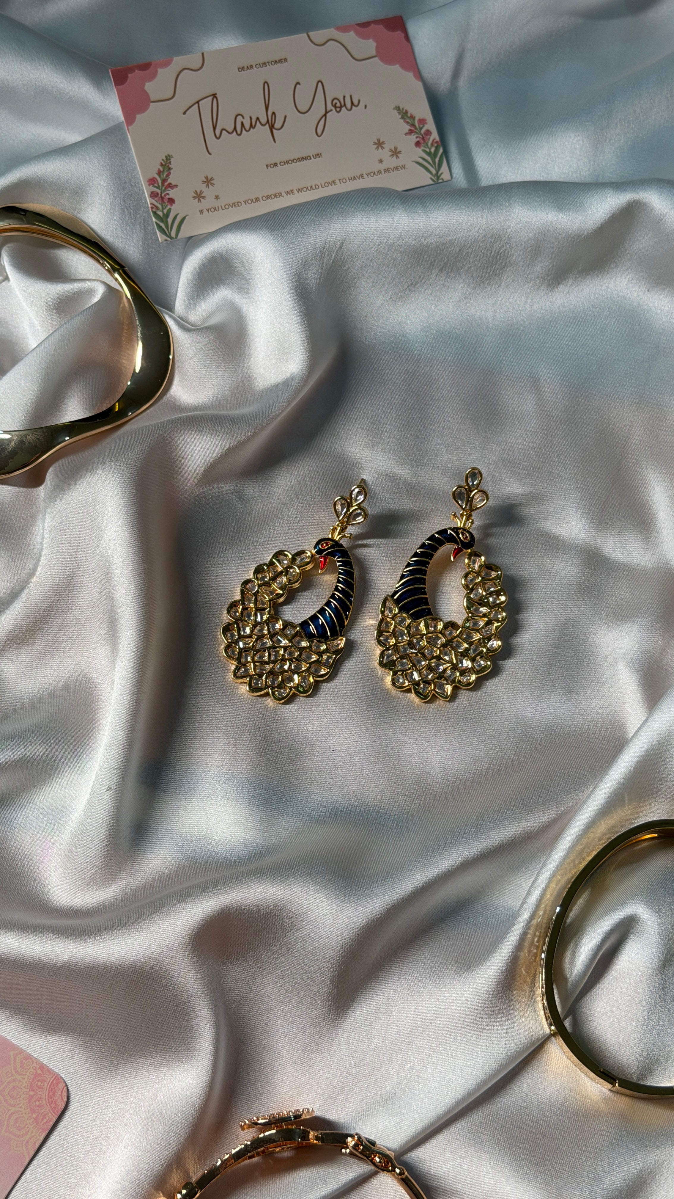 Gold plated morni style kundan earring