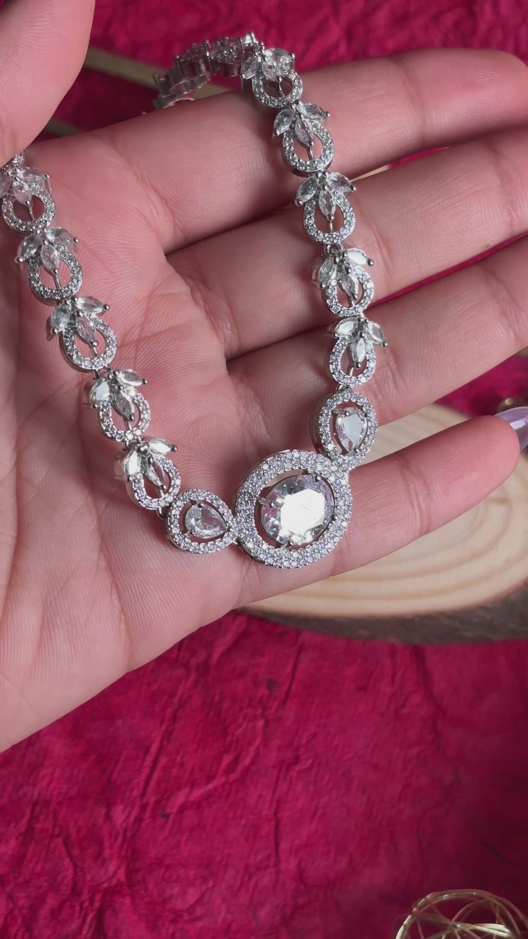 Gold polished AD jewellery set