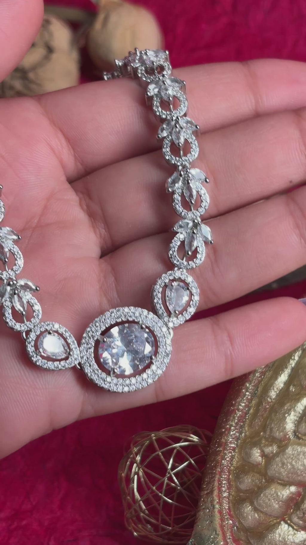 Gold polished AD jewellery set